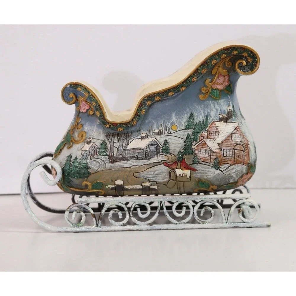 Roman Inc. Christmas Winter Wonderland Scene Santa Sleigh & Reindeer 2007‎